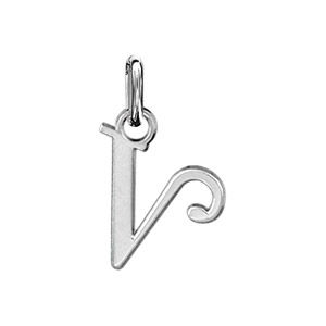 Pendentif en argent lettre V en lettrine anglaise stylise - Vue 1