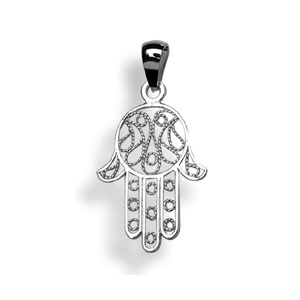 Pendentif en argent main de Fatma ouvragée petit modèle - Vue 1