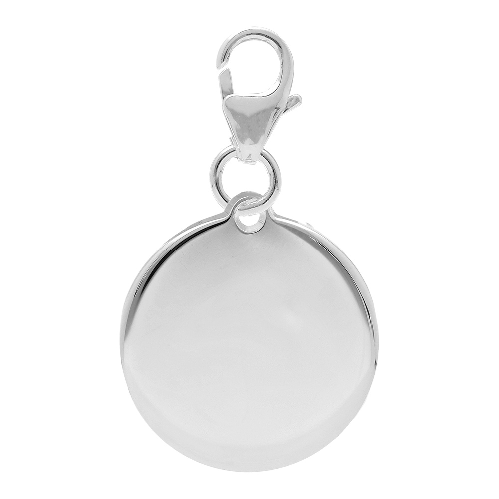 Pendentif en argent m�daille � graver sur mousqueton - plaque fine - Vue 1