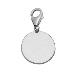 Pendentif en argent mdaille  graver sur mousqueton - plaque fine - Vue 1