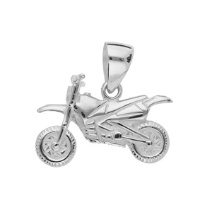 Pendentif en argent moto cross - Vue 1