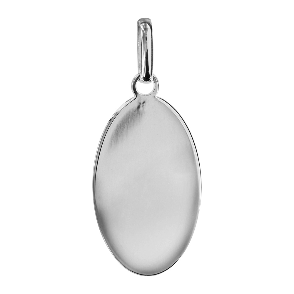 Pendentif en argent ovale petit mod�le 28mm X 16mm - plaque fine - Vue 1