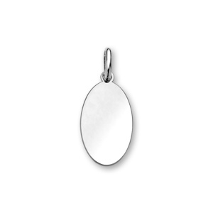 Pendentif en argent ovale petit modèle 28mm X 16mm - plaque fine - Vue 1