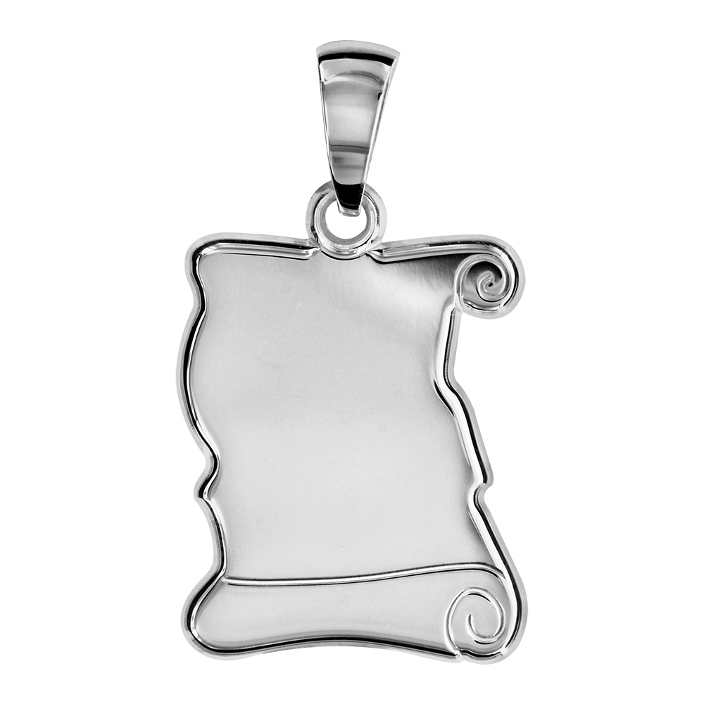 Pendentif en argent parchemin � graver grand mod�le - plaque prestige - Vue 1