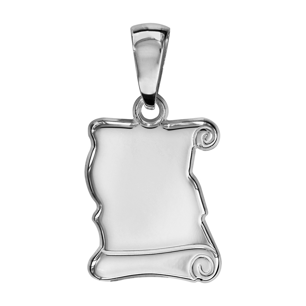 Pendentif en argent parchemin � graver moyen mod�le - plaque prestige - Vue 1