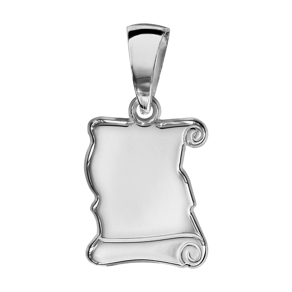 Pendentif en argent parchemin � graver petit mod�le - plaque prestige - Vue 1