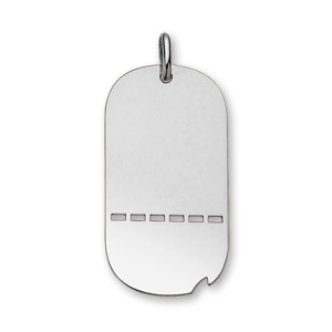 Pendentif en argent plaque G.I. arrondie troue avec encoche grand modle 50mm X 26mm - plaque fine - Vue 1