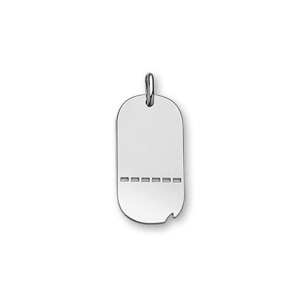 Pendentif en argent plaque G.I. arrondie troue avec encoche moyen modle 31mm X 16mm - plaque fine - Vue 1