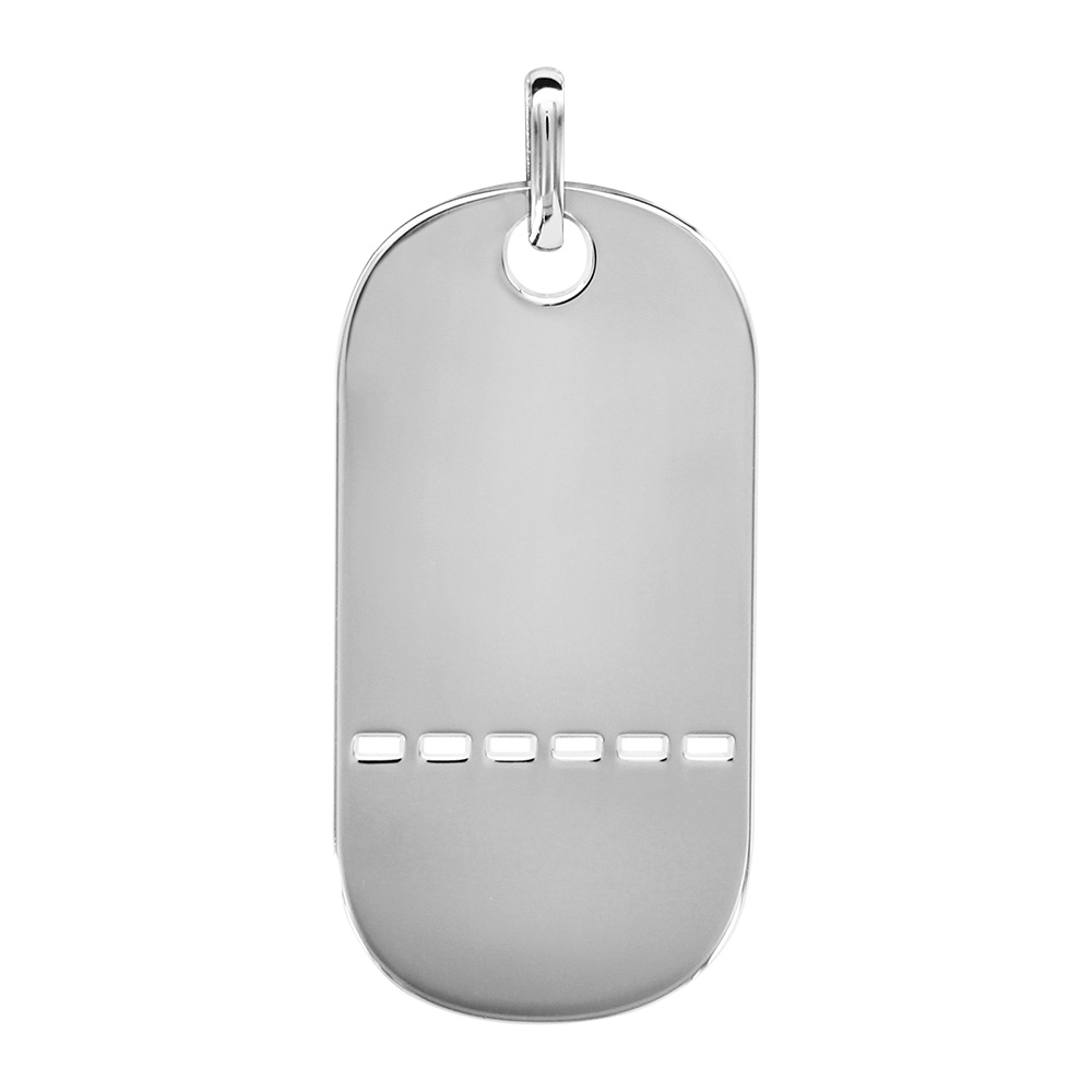 Pendentif en argent plaque G.I. arrondie trou�e � graver - Vue 1