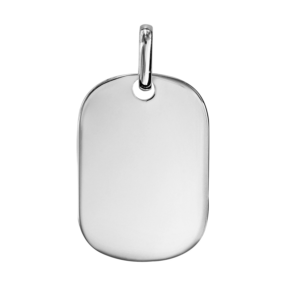 Pendentif en argent plaque G.I. avec pans arrondis moyen mod�le 18mm X 25,7mm - plaque prestige - Vue 1