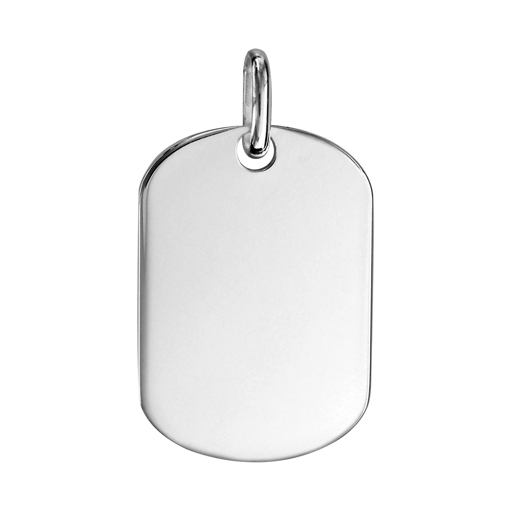 Pendentif en argent plaque G.I. avec pans arrondis petit mod�le 16mm X 23mm - plaque prestige - Vue 1