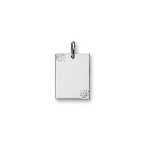 Pendentif en argent plaque G.I. rectangulaire avec diamantage toil dans 2 angles - petit modle 16mm X 21mm - plaque fine - Vue 1