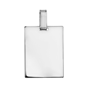 Pendentif en argent plaque G.I. rectangulaire  graver - dimensions 19mm X 25mm - plaque prestige - Vue 1