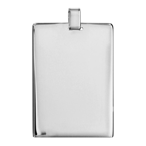 Pendentif en argent plaque G.I. rectangulaire à graver - dimensions 58mm X 80mm - Vue 1