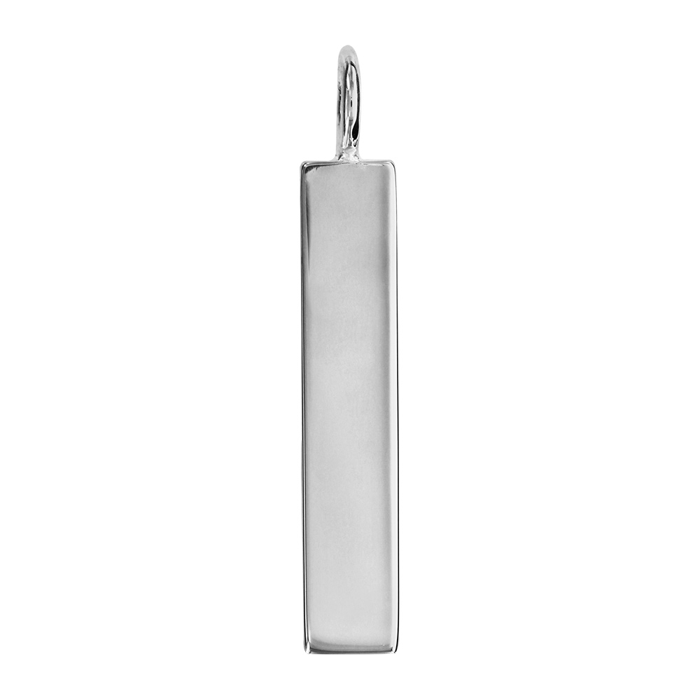 Pendentif en argent plaque rectangulaire verticale � graver - largeur 7mm - Vue 1