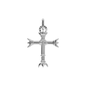 Pendentif en argent platin croix Camarguaise petit modle avec trident et fer  cheval - Vue 1