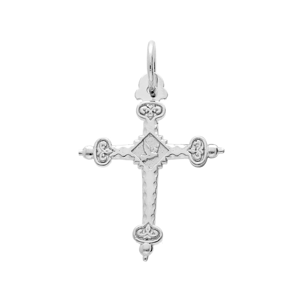 Pendentif en argent platin� croix de Savoie motif recto/verso moyen mod�le - Vue 1