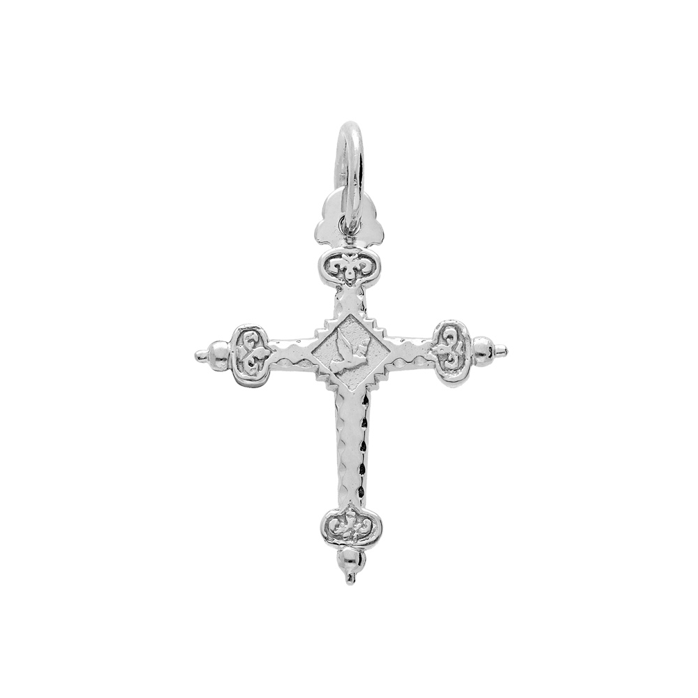 Pendentif en argent platin� croix de Savoie motif recto/verso petit mod�le - Vue 1