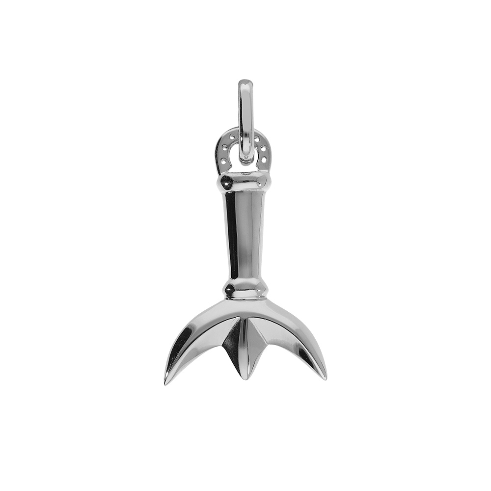 Pendentif en argent platin grand modle Trident Camarguais et fer  cheval - Symbole de la Camargue - Vue 1