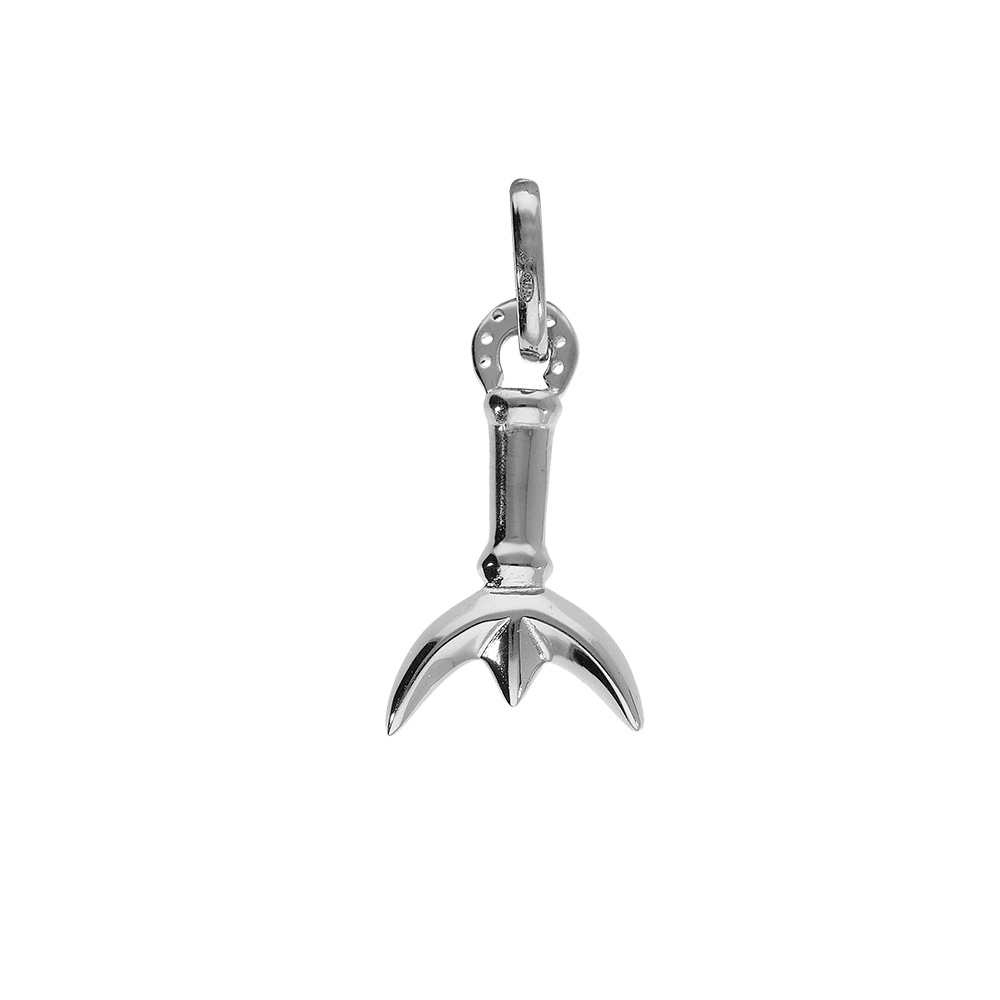 Pendentif en argent platin petit modle Trident Camarguais et fer  cheval - Symbole de la Camargue - Vue 1