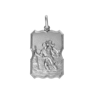 Pendentif en argent rectangulaire Saint Christophe - Vue 1