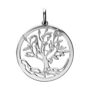 Pendentif en argent rhodi arbre de vie dcoup - Vue 1