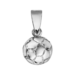 Pendentif en argent rhodi ballon de foot grand modle - Vue 1