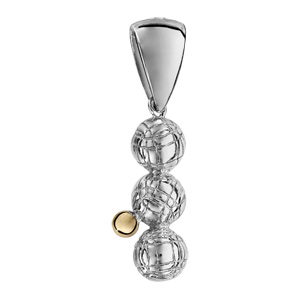 Pendentif en argent rhodié 3 boules de pétanque avec cochonnet - Vue 1