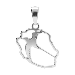 Pendentif en argent rhodi carte de l\'le de la Runion avec paille en queue dcoup - Vue 1