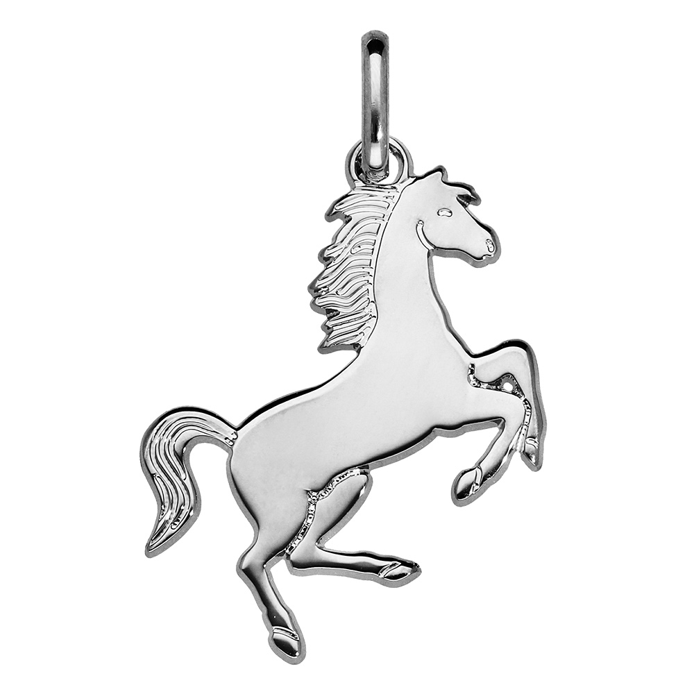 Pendentif en argent rhodi� cheval cabre - Vue 1