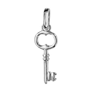 Pendentif en argent rhodi clef - Vue 1