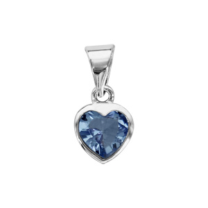 Pendentif en argent rhodié coeur en oxyde bleu serti clos - Vue 1