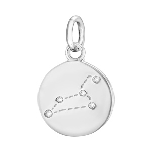 Pendentif en argent rhodié constellation Lion avec oxydes blancs - Vue 1