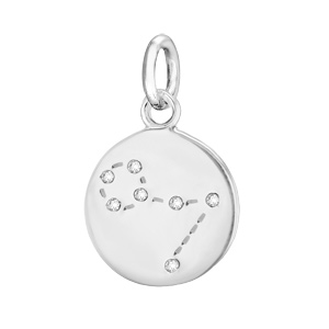 Pendentif en argent rhodié constellation Poissons avec oxydes blancs - Vue 1