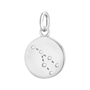 Pendentif en argent rhodi constellation Taureau avec oxydes blancs - Vue 1