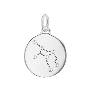 Pendentif en argent rhodi constellation Vierge avec oxydes blancs - Vue 1
