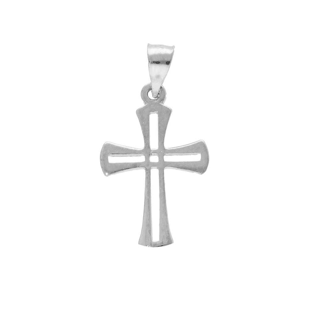 Pendentif en argent rhodi� croix 15x10mm - Vue 1