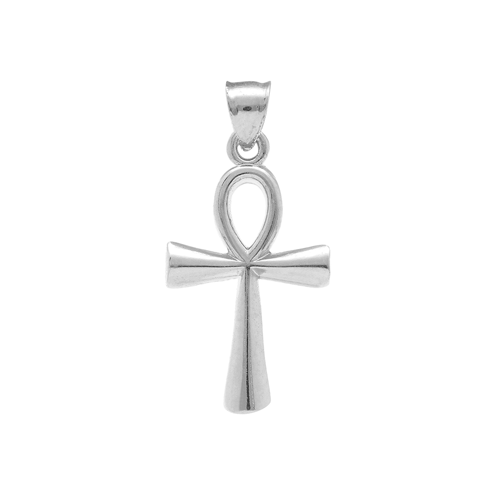 Pendentif en argent rhodi� croix de vie �gyptienne lisse 22mm x 16mm - Vue 1