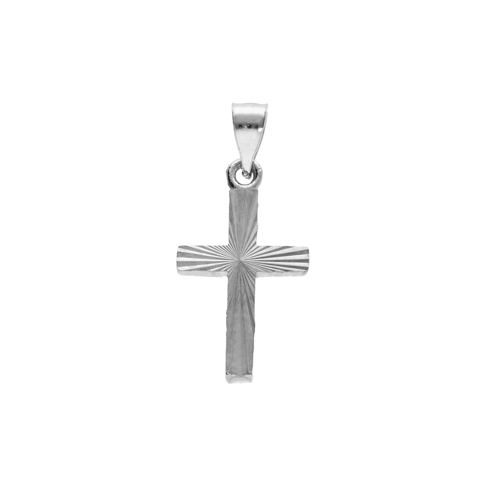 Pendentif en argent rhodi� croix diamant�e 15x10mm - Vue 1