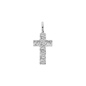 Pendentif en argent rhodié croix froissée - Vue 1