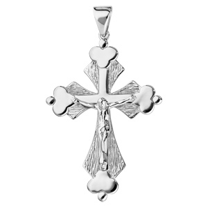 Pendentif en argent rhodi croix Jsus - Vue 1