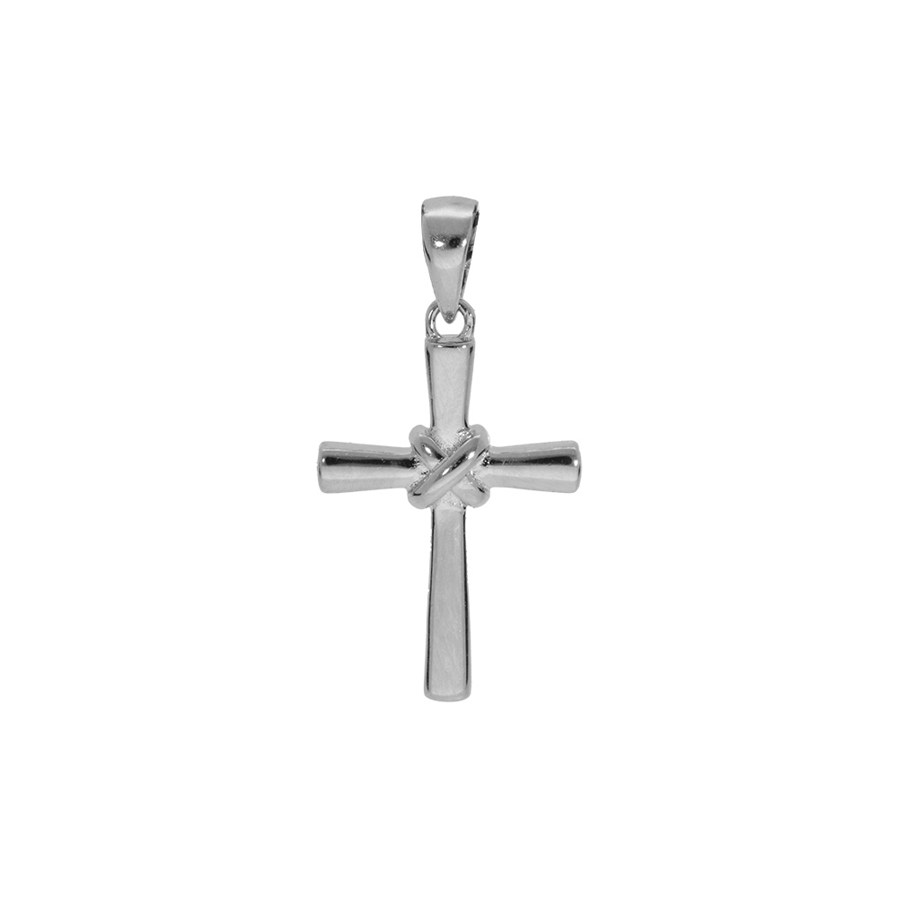 Pendentif en argent rhodi� croix lisse 20x14mm - Vue 1