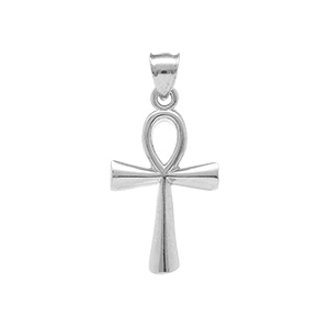 Pendentif en argent rhodié croix lisse 22mm x 16mm - Vue 1