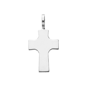 Pendentif en argent rhodié croix lisse à graver - Vue 1