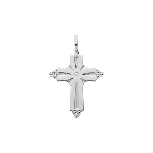 Pendentif en argent rhodié croix occitane perlée - Vue 1