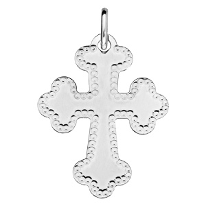 Pendentif en argent rhodi Croix Orthodoxe - Vue 1