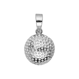 Pendentif en argent rhodié en forme de balle de golf - Vue 1