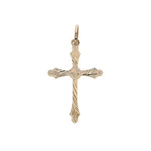 Pendentif en Argent rhodi et dorure jaune croix motifs rainurs et extrmits arrondies - Vue 1