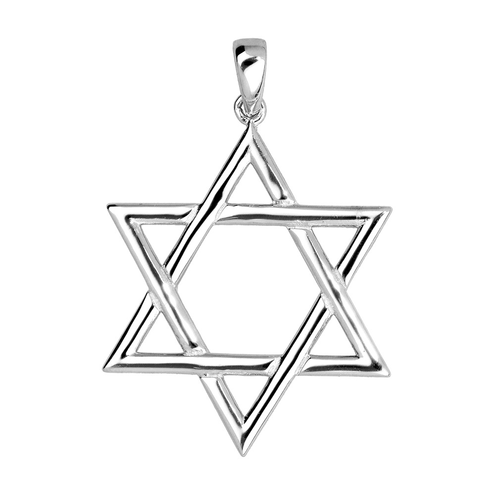 Pendentif en argent rhodi� �toile de David grand mod�le - Vue 1
