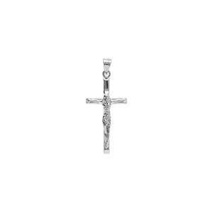 Pendentif en argent rhodi� J�sus Christ sur croix 22mm x 12mm